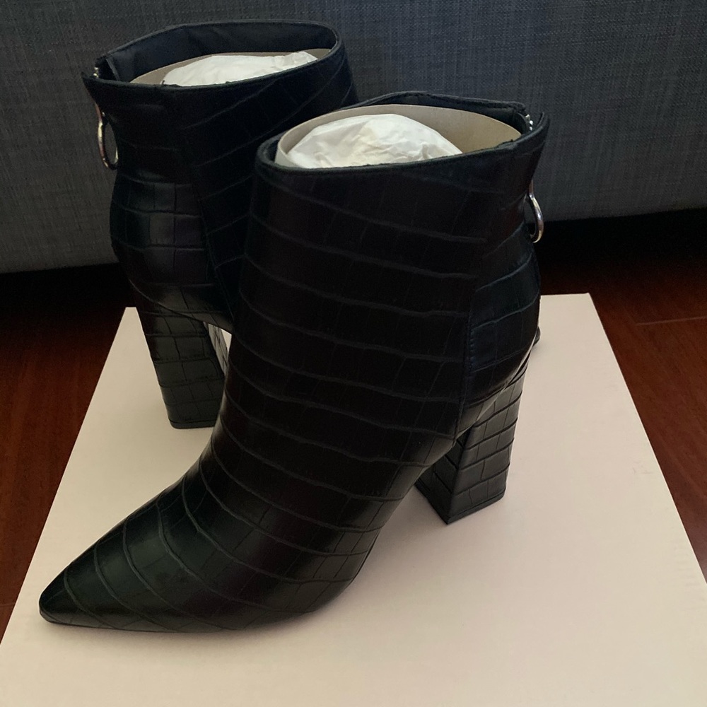 Black snake print booties